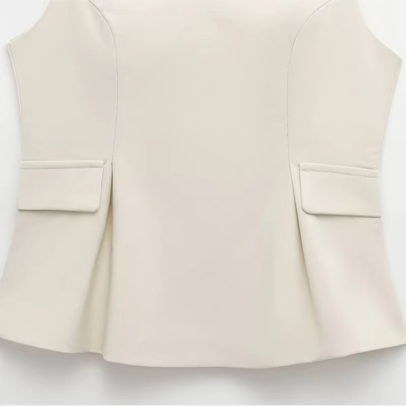 Women'S Spring Elegant Vest Tops 2025 Summer Y2K Tank Tops Ladies Fashion Casual Sleeveless Office Beige Tops for Female