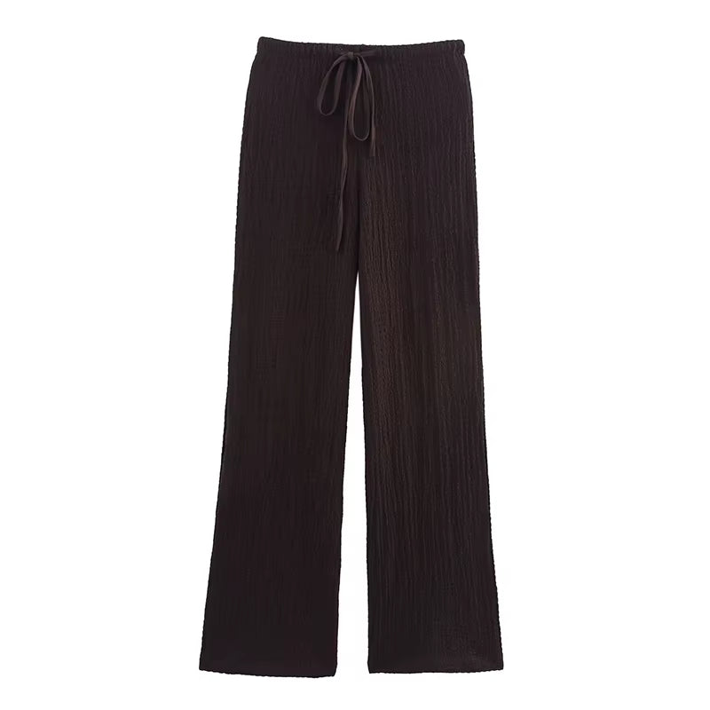 Women Fashion 2 Piece Set Solid Single Breasted Tank Tops & Vintage High Elastic Waist Pants Female Chic Pants Suit