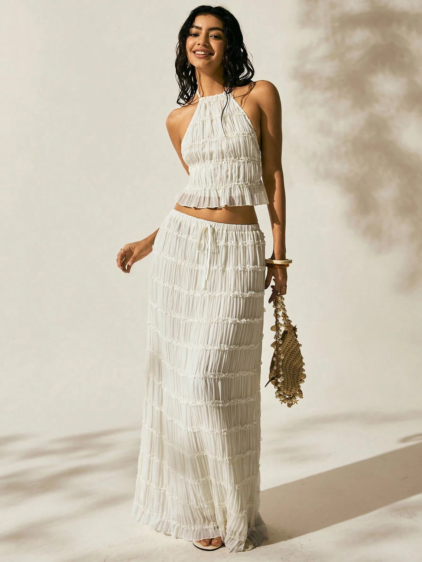 Easelle New Arrival Summer Women'S Bohemian Style Vacation Outfit Women Two Pieces Outfits for Daily Wear Expose the Waist