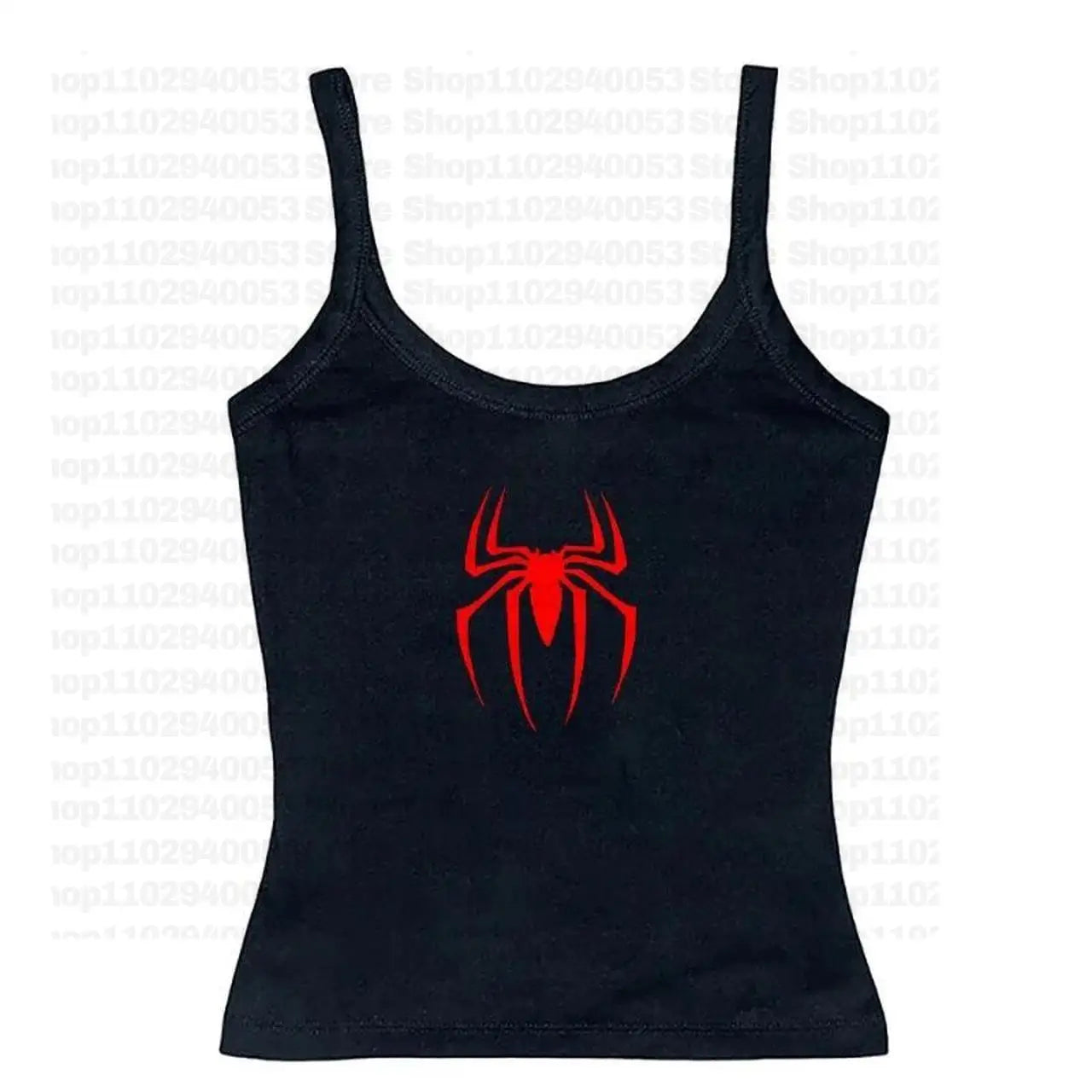 Spider Pattern Vintage Slim Fit Sleeveless Top Punk Y2K Baby Tee Short Sleeve Top Gothic Street T-Shirt Women'S Star Cute Top