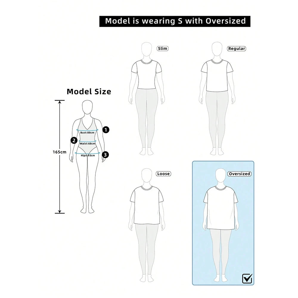 Summer New Y2K Striped 3D Print Casual Oversized Mid-Length round Neck Drop Shoulder Women Tee Street Fashion Casual Sports Top
