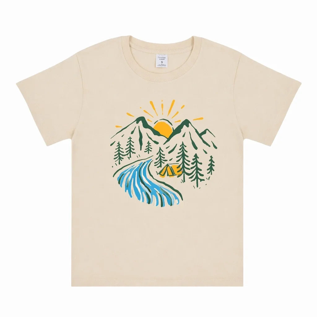 Women'S Mountain Camping Graphic T Shirt 100% Cotton Oversized Crew Neck Short Sleeve Outdoor Adventure Tee