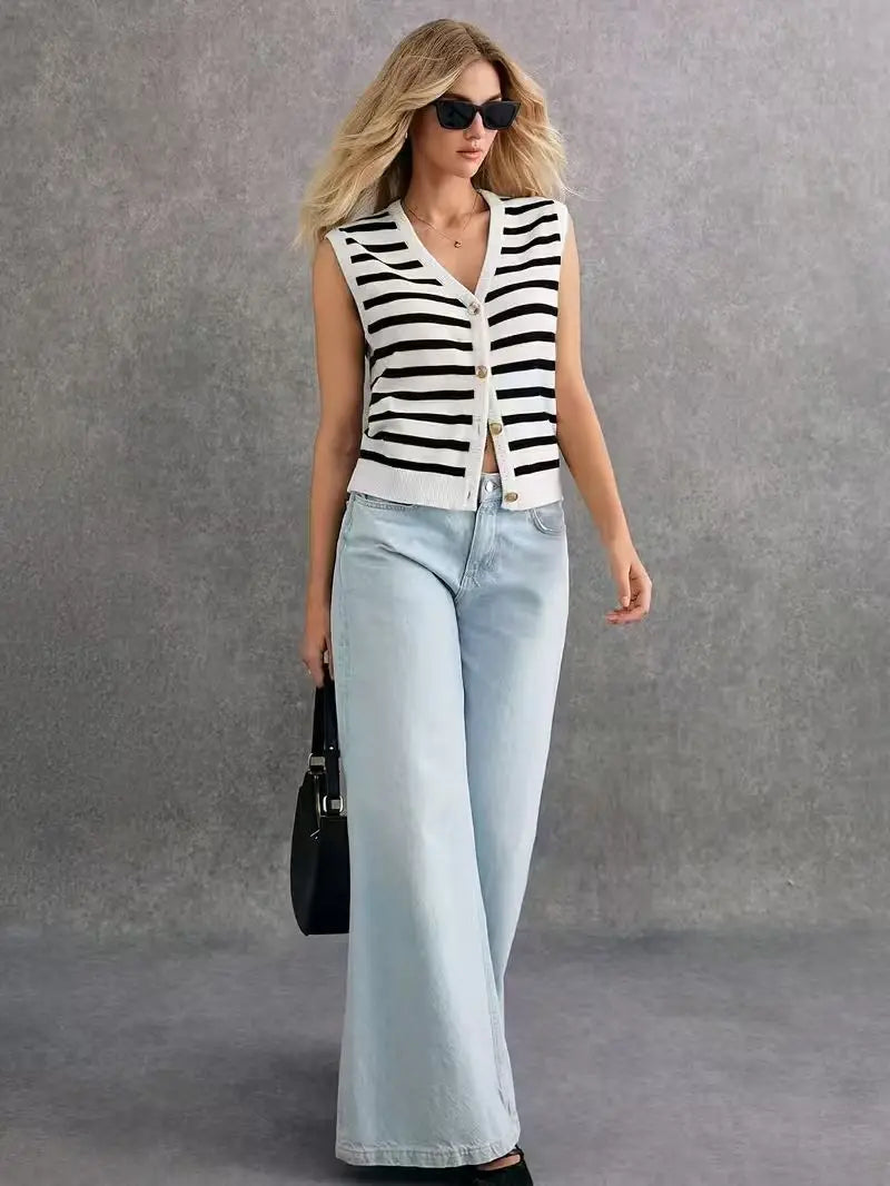 Women'S Casual Striped Sleeveless Cardigan for Spring/Summer, a Stylish and Effortless Must-Have