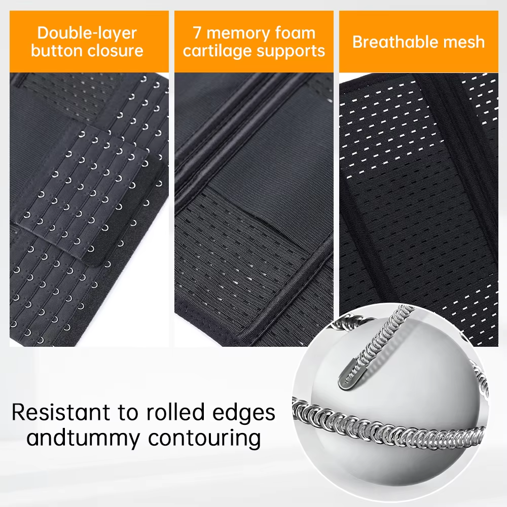 Faja Reductora de Neopreno con Doble Cinturón Ajustable y Cremallera – Control Abdominal y Soporte Lumbar