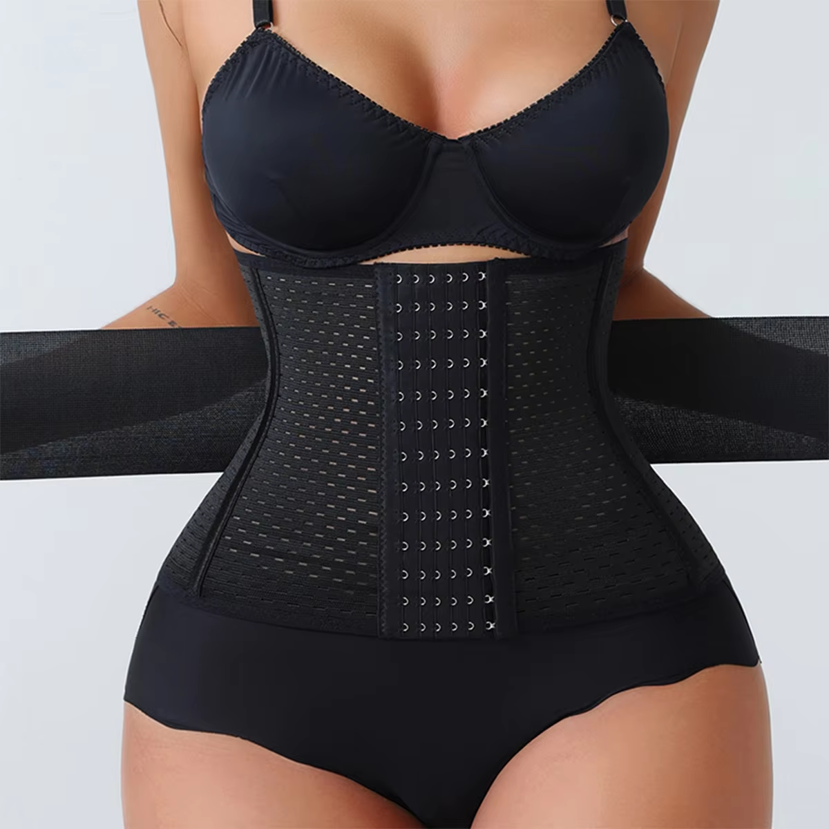 Adjustable Double-Belt Neoprene Waist Trainer with Zipper – Tummy Control & Back Support