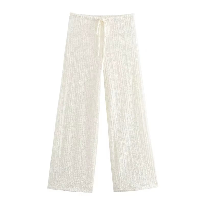 Women Fashion 2 Piece Set Solid Single Breasted Tank Tops & Vintage High Elastic Waist Pants Female Chic Pants Suit