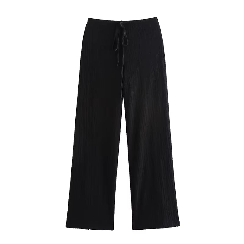 Women Fashion 2 Piece Set Solid Single Breasted Tank Tops & Vintage High Elastic Waist Pants Female Chic Pants Suit