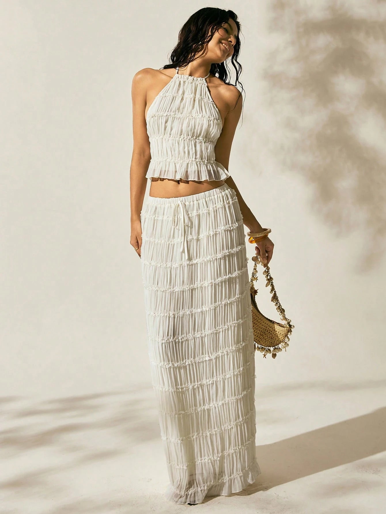 Easelle New Arrival Summer Women'S Bohemian Style Vacation Outfit Women Two Pieces Outfits for Daily Wear Expose the Waist